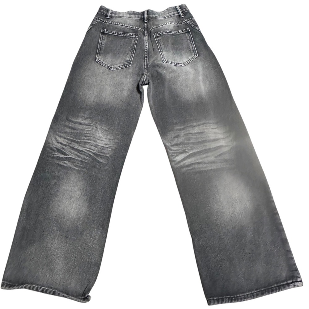 Wide Leg Jeans Womens 26 Black Fade Excellent Y2K Retro Grunge Cropped